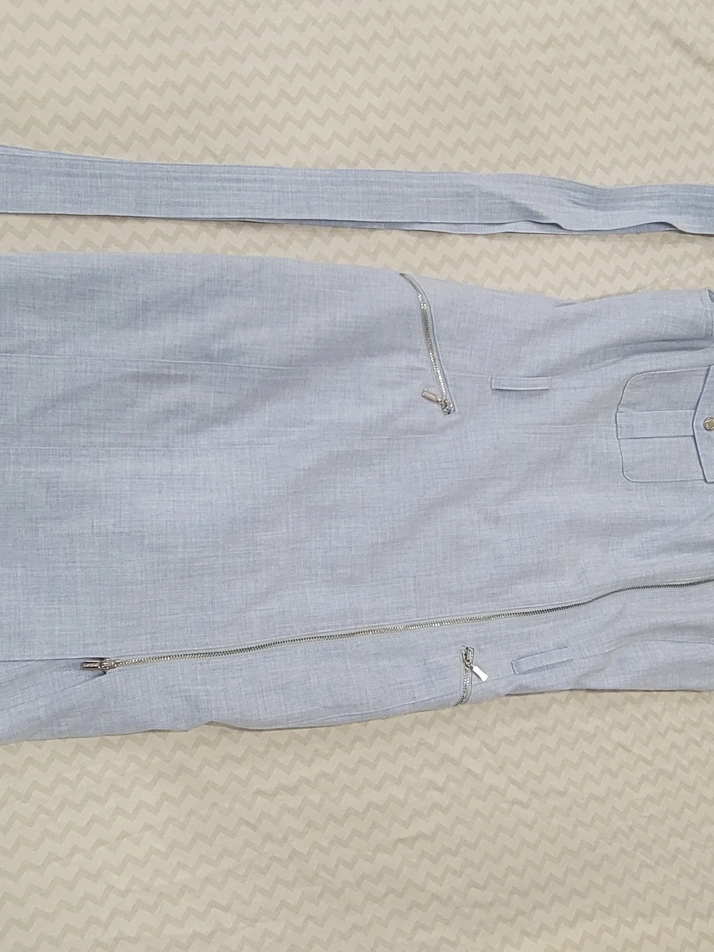 Calvin Klein Sleeveless Light Blue Zip-Front Sheath Dress - Picture 2 of 14